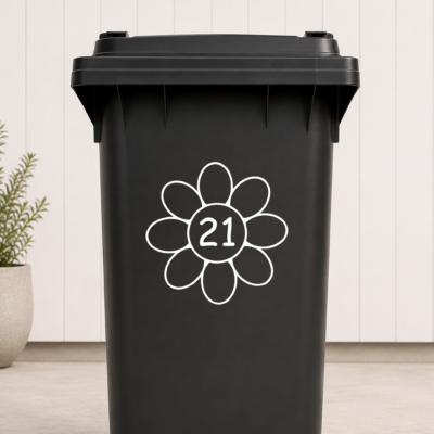 Containersticker - Bloem met nummer
